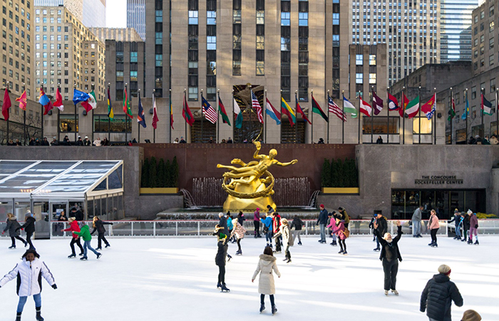 pattinare sul ghiaccio Giorno del Ringraziamento a New York