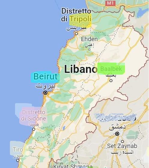 cartina libano
