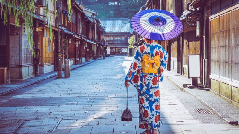 tessuti tradizionali Kaga Yuzen a Kanazawa
